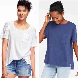 TWO Old Navy Slub-Knit Boyfriend Pocket Tees